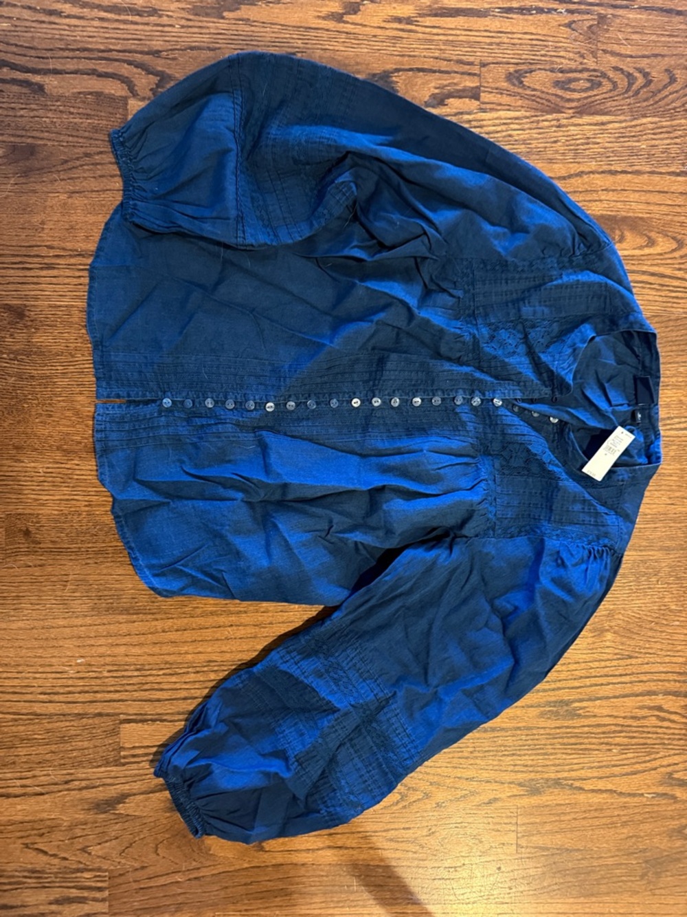 GAP Blue Button-Up Peasant Blouse